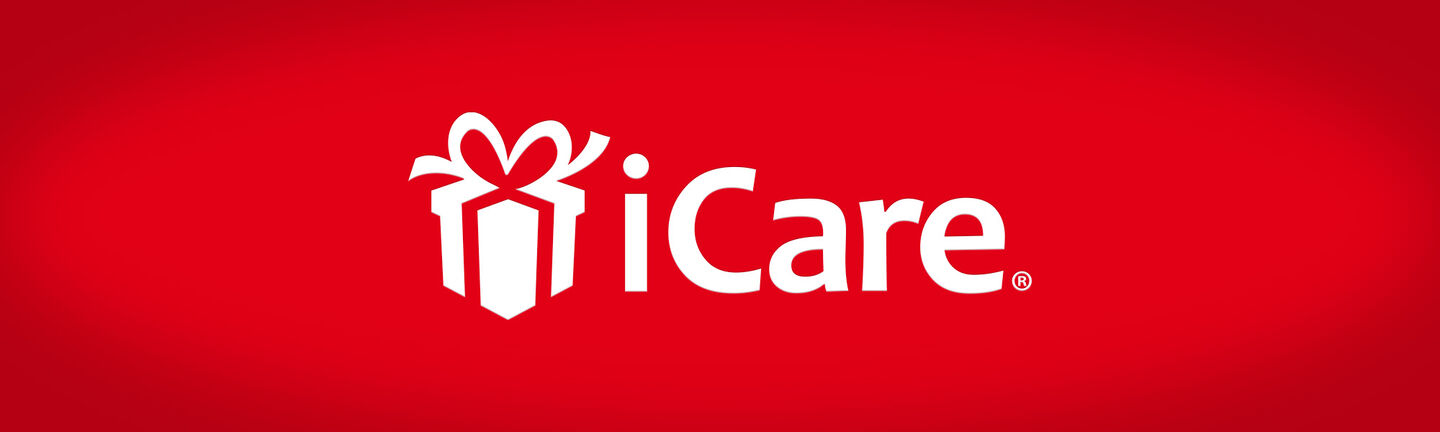 Logotipo de iCare sobre fondo rojo